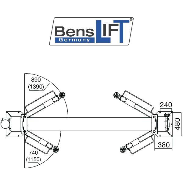 Benslift 2-Säulen Hebebühne 4,2t BL 2.42